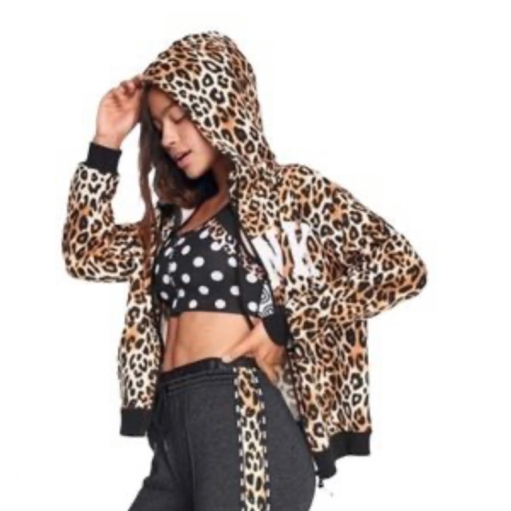 Pink animal print zip up jacket
